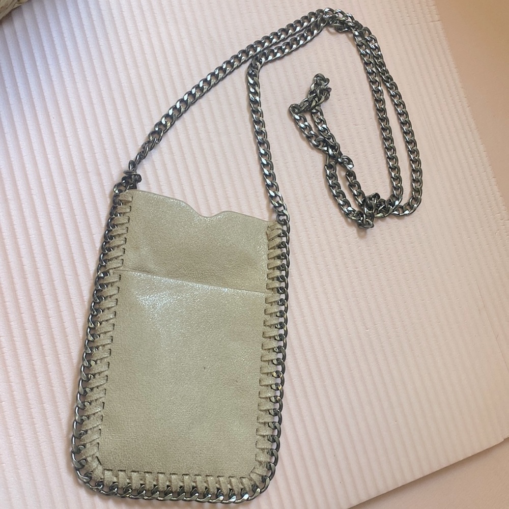 Pink Champagne Soft Faux Suede Crossbody Purse /Outside Pocket & Gun Metal Chain